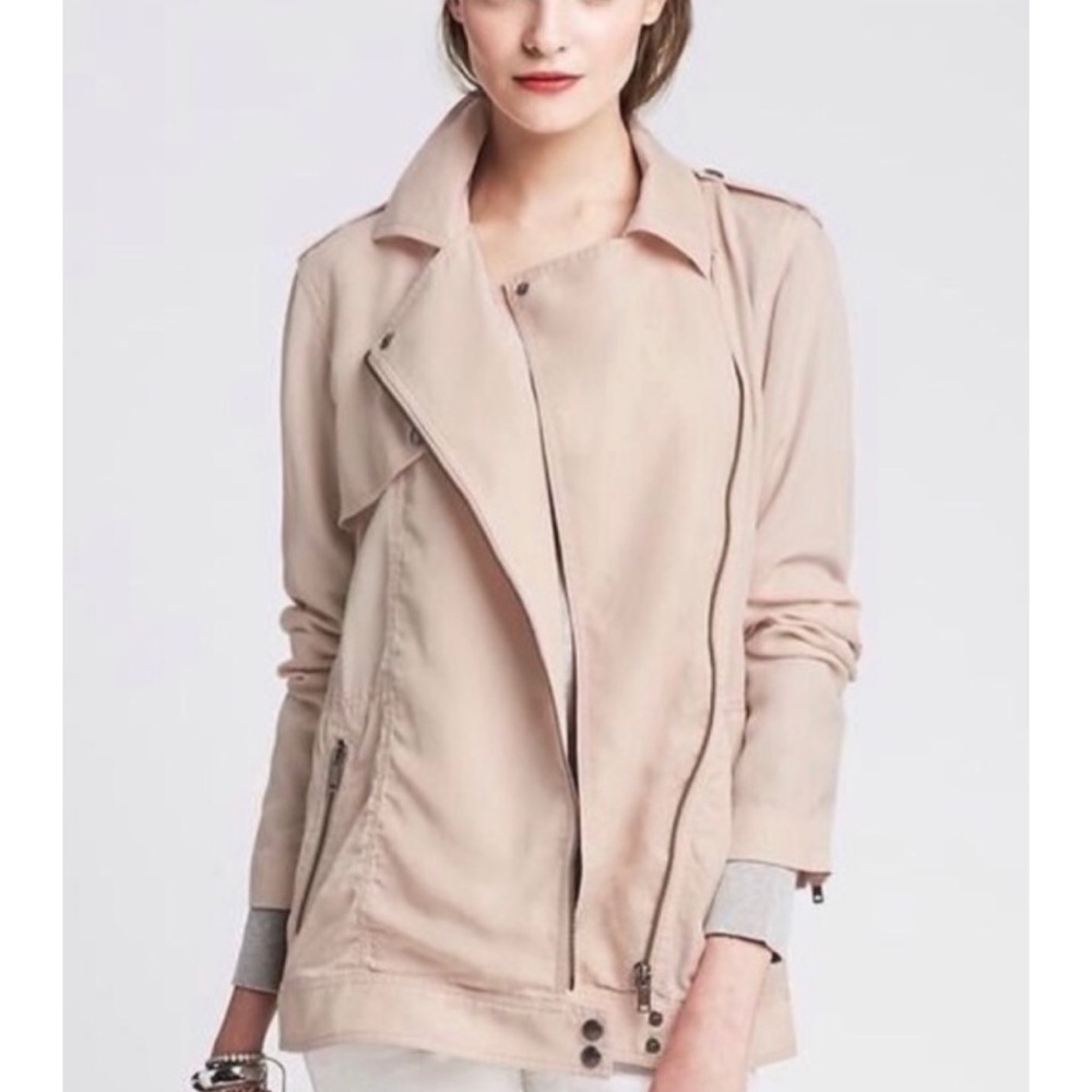 BANANA REPUBLIC • Blush Pink Draped Moto Jacket, S